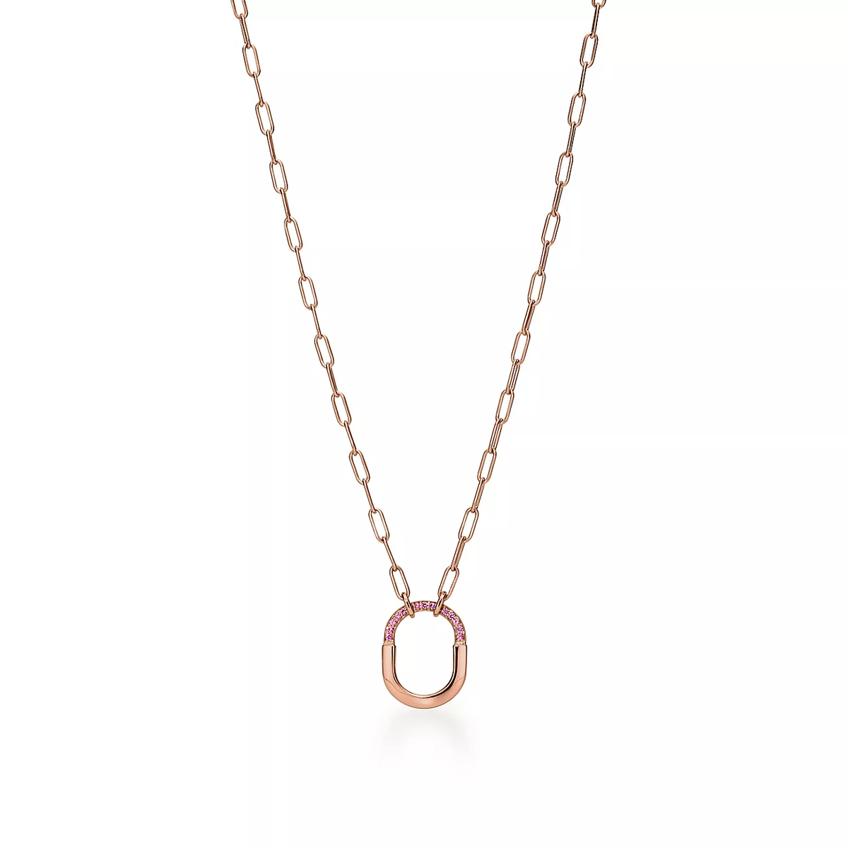 TIFFANY LOCK SMALL PENDANT PINK DIAMOND PINK GOLD NECKLACE