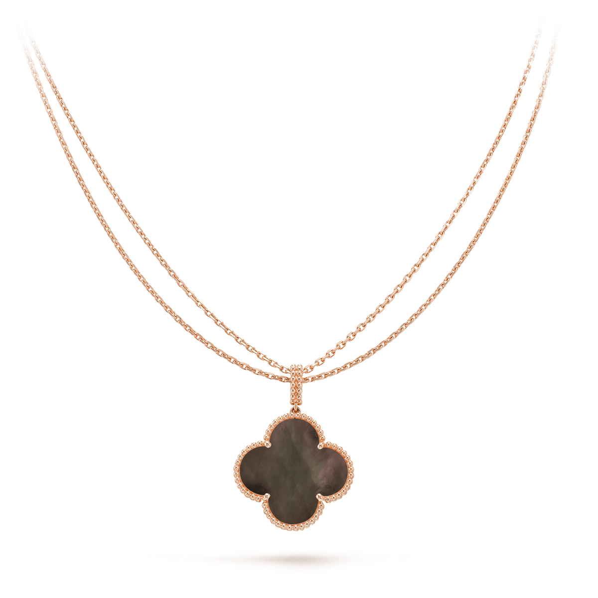 Van Cleef & Arpels CLOVER GOLD DARK MOP BIG CLOVER NECKLACE